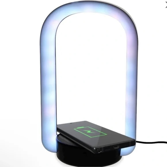 NIB-3-In-1 Color-Changing LED Halo Lamp With Wireless Charger & Headphon… - Picture 3 of 8